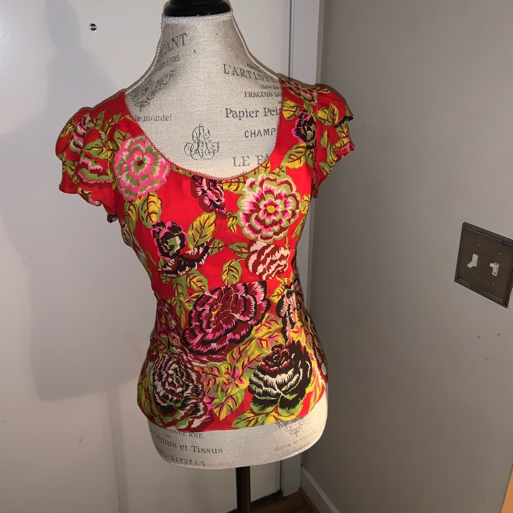 Nanette lepore  floral blouse Silk